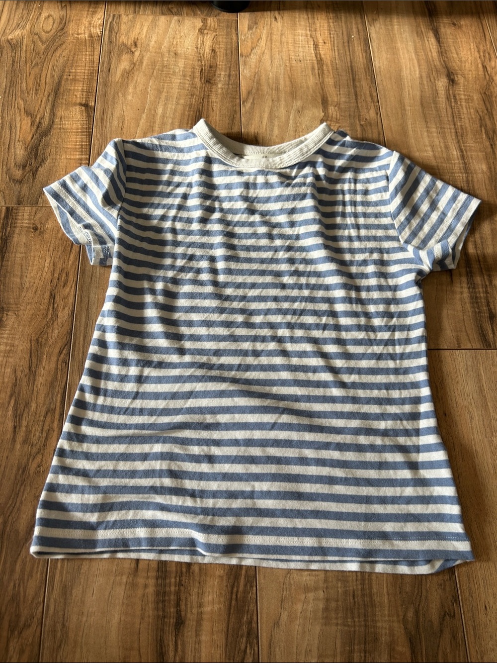 H&M Light Blue and White Striped Short Sleeve Tee
